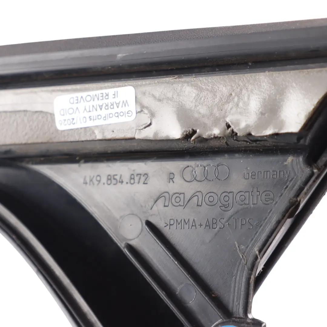 Bootlid Spoiler Black Glossy Right O/S to Audi A6 C8 Rear Tailgate with Part number 4K9854872 Audi A6 C8 Rear Tailgate Bootlid Spoiler Black Glossy Right O/S - SKU 4K9854872 - Part number 4K9854872