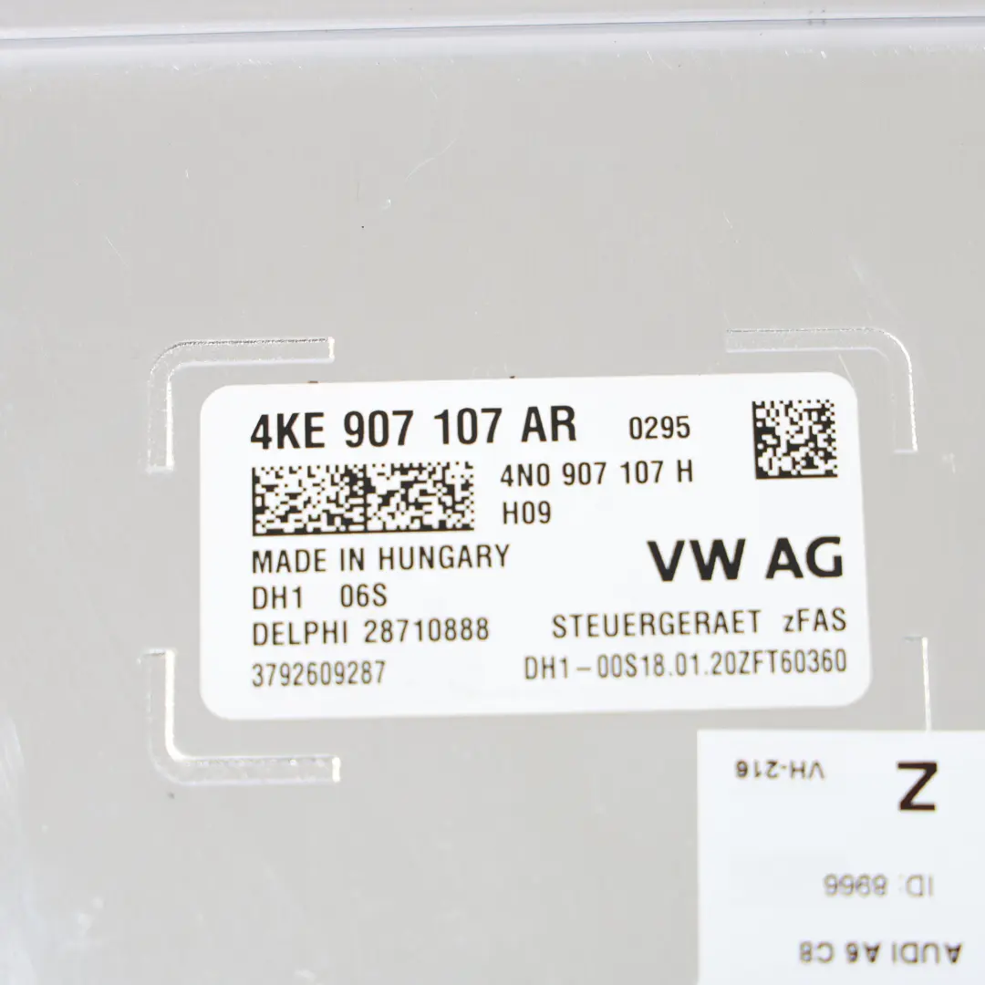 Telecamera Anteriore Unità Di Controllo Modulo zFAS per Audi A6 C8 con numero di parte 4KE907107AR Audi A6 C8 Telecamera Anteriore Unità Di Controllo Modulo zFAS - SKU 4KE907107AR - Numero di parte 4KE907107AR