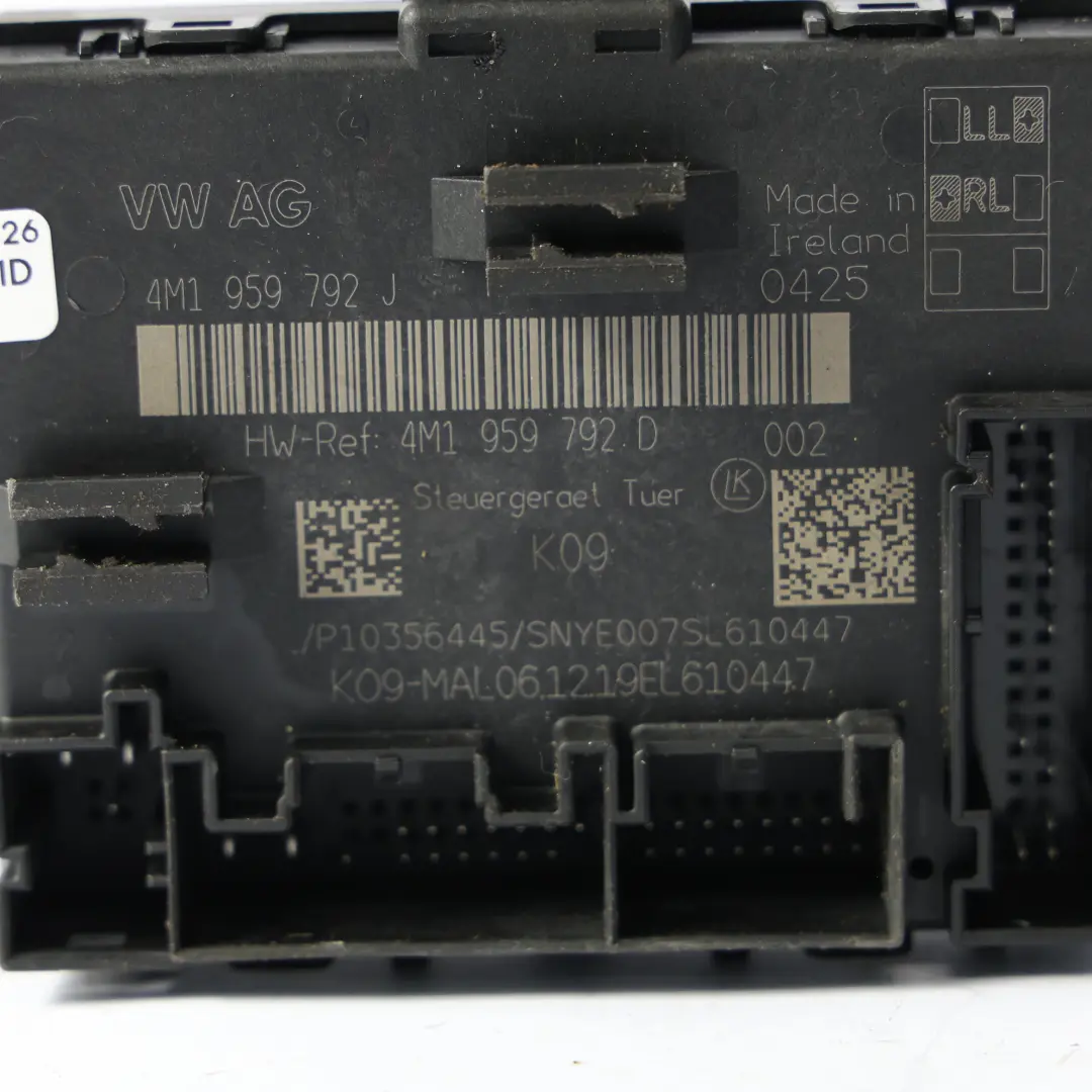 Modulo Unità Di Controllo Porta ECU Lato Passeggero per Audi A6 C8 con numero di parte 4M1959792J Audi A6 C8 Modulo Unità Di Controllo Porta ECU Lato Passeggero - SKU 4M1959792J - Numero di parte 4M1959792J