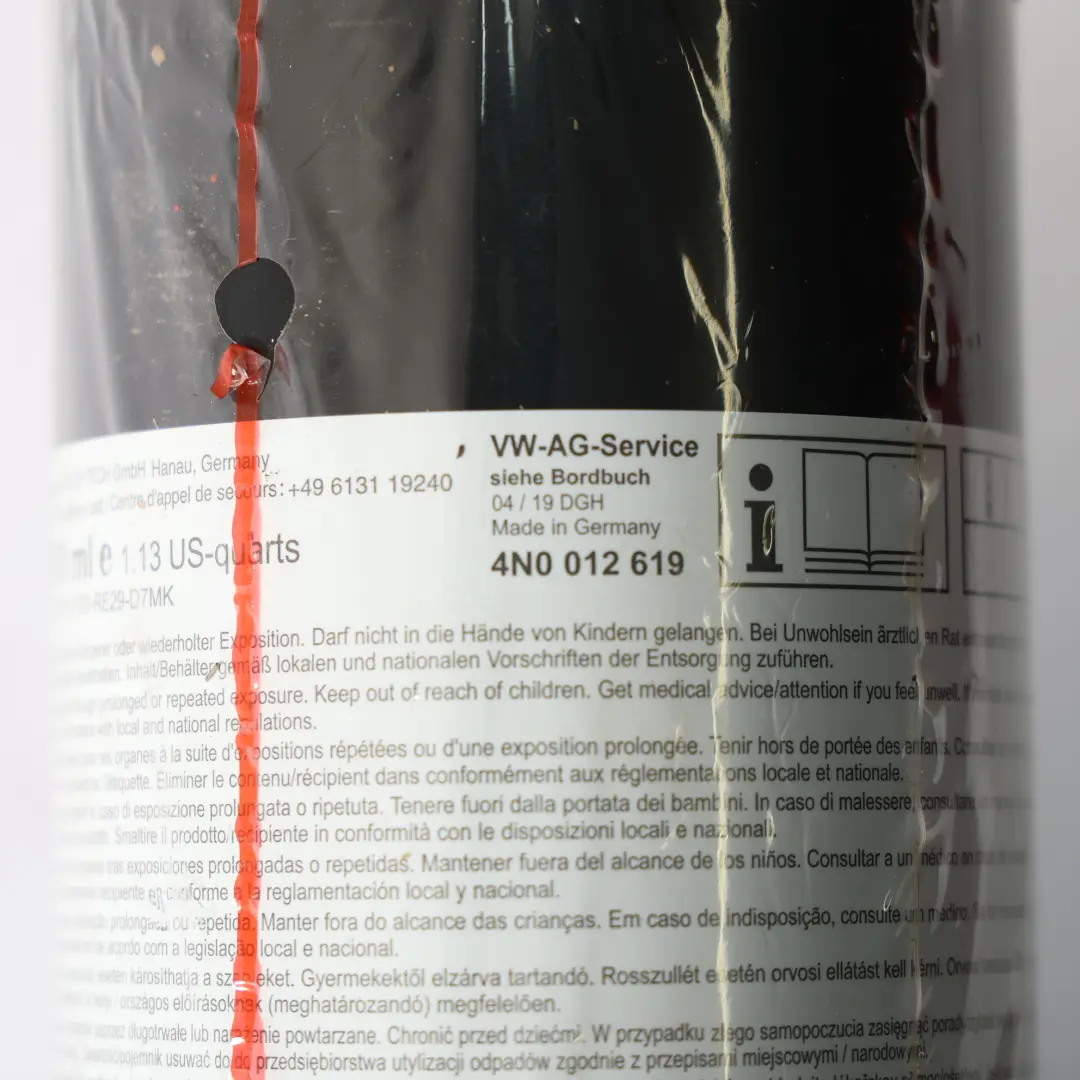 Bottiglia Di Emergenza Sigillante Per Pneumatici per VW Audi Seat Skoda con numero di parte 4N0012619 VW Audi Seat Skoda Bottiglia Di Emergenza Sigillante Per Pneumatici - SKU 4N0012619 - Numero di parte 4N0012619