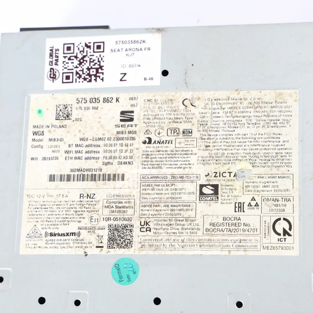 Autoradio Multimédia Avec GPS Unité Principale pour Seat Arona FR KJ7 à propos du numéro de pièce 575035862K Seat Arona FR KJ7 Autoradio Multimédia Avec GPS Unité Principale - SKU 575035862K - Numéro de pièce 575035862K