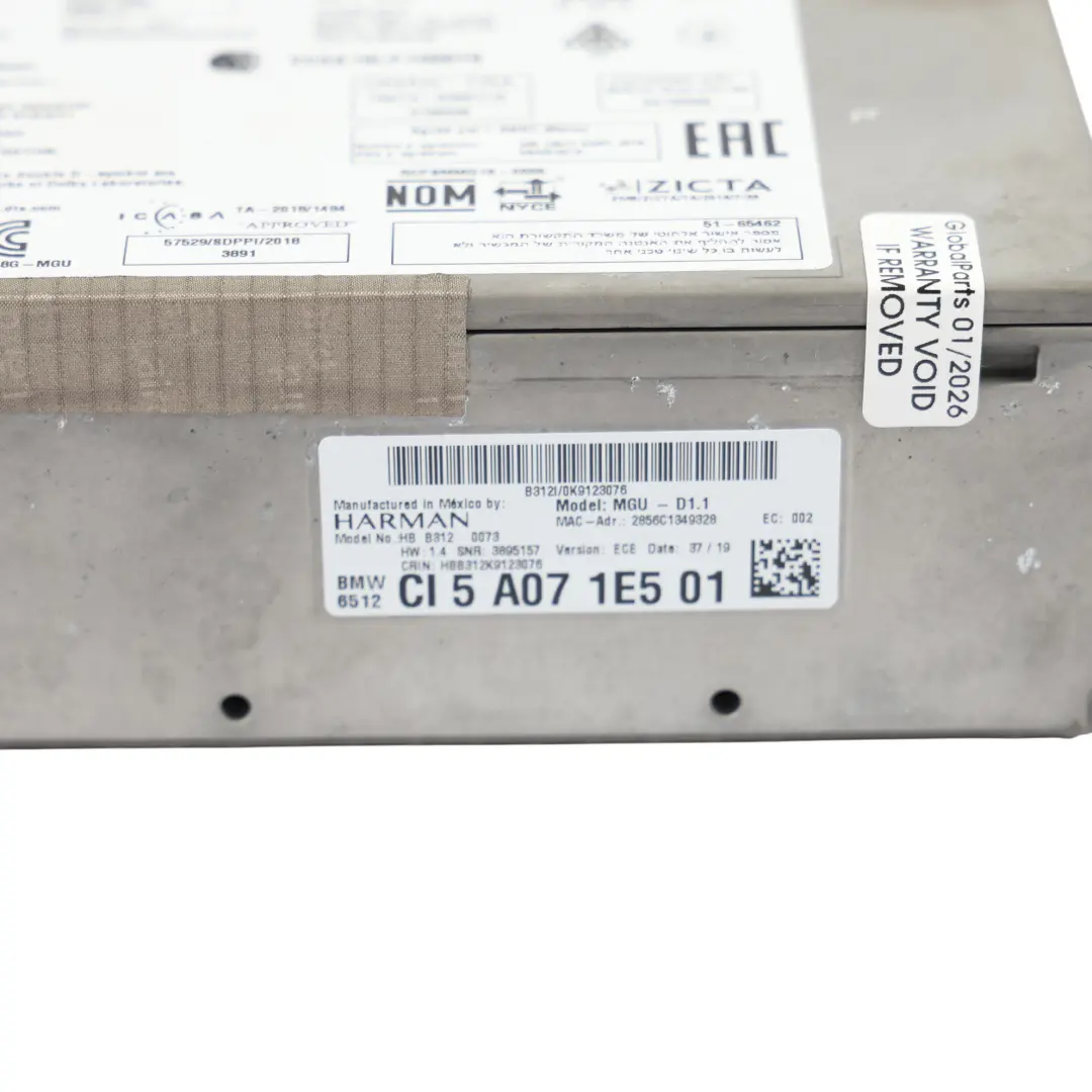 BMW G20 G30 X3 G01 X4 G02 Radio Samochodowe Navi Harman Becker - SKU 5A071E5 - Numer Części 5A071E5