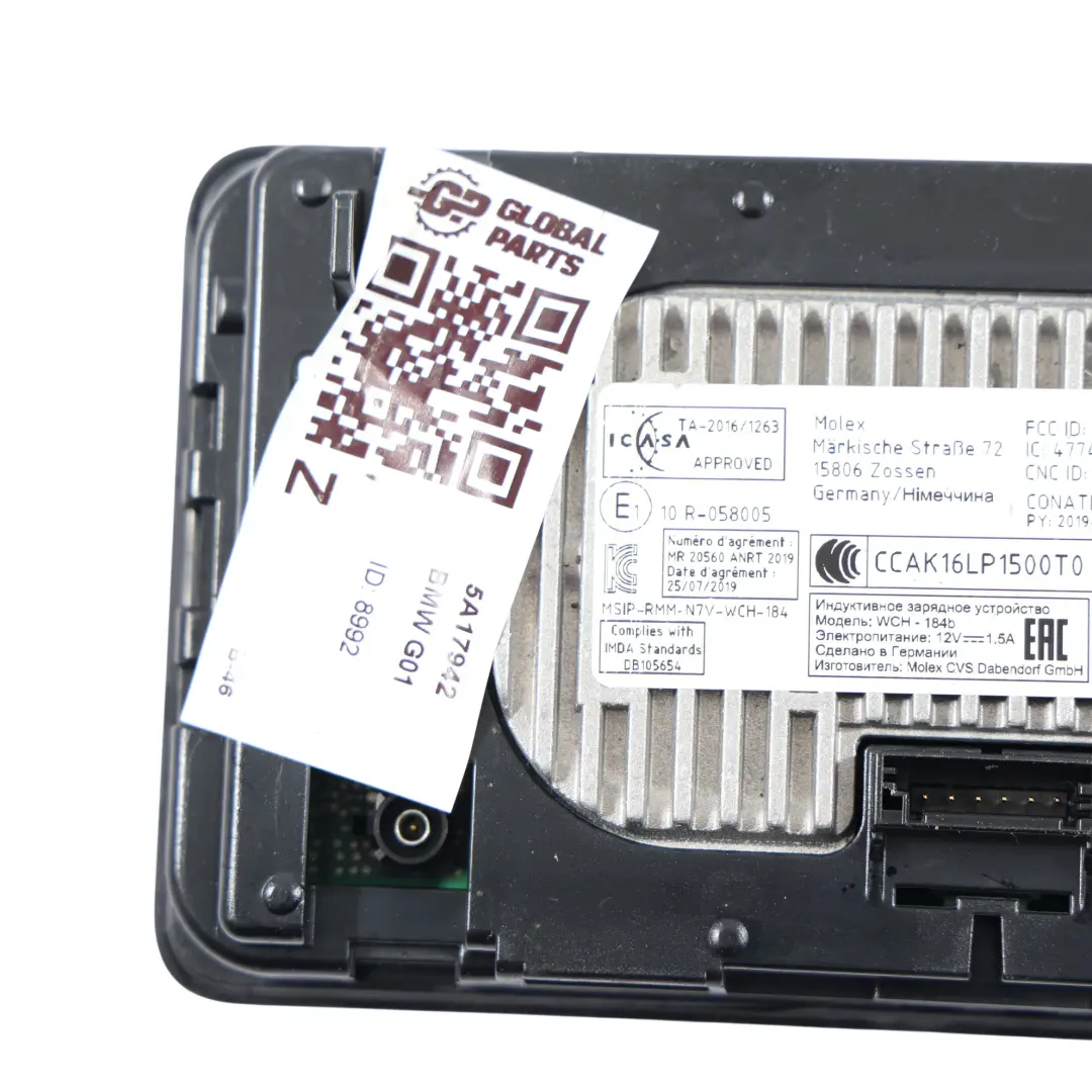  BMX X3 G01 X4 G02 Cargador Inalámbrico Consola Central - SKU 5A17942 - Número de pieza 5A17942