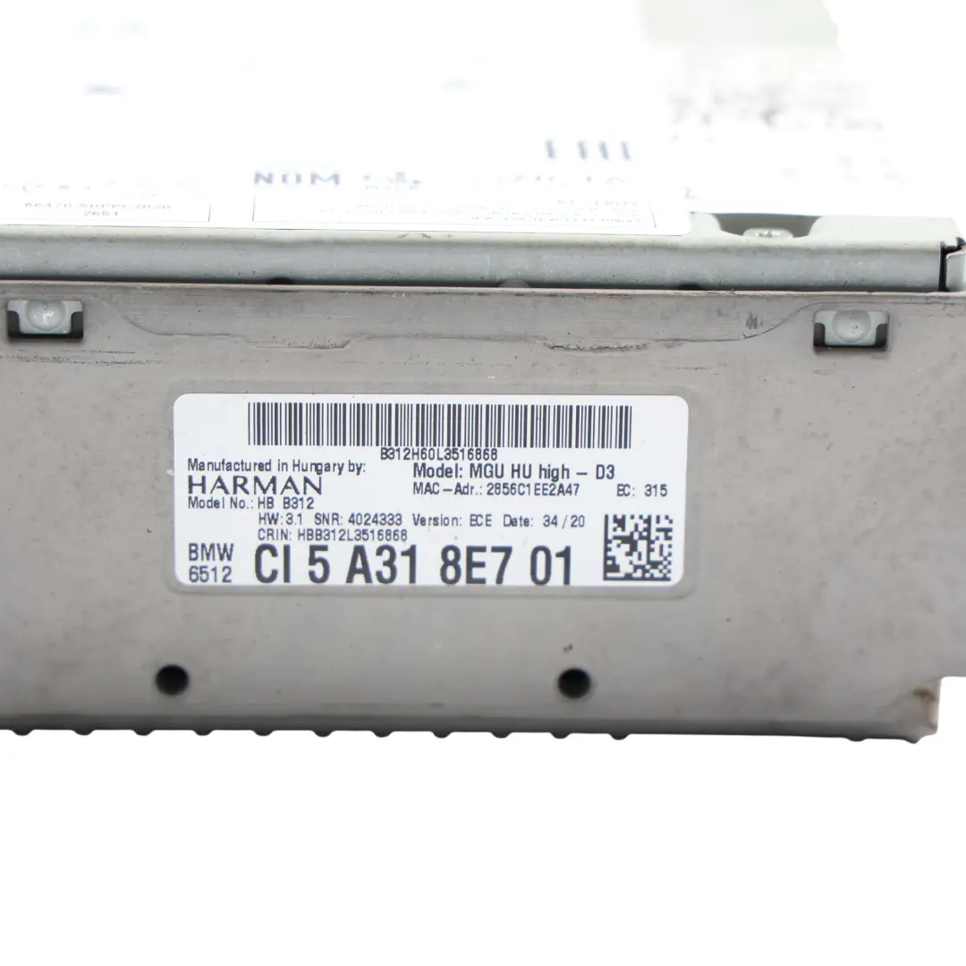 Radio Stereo Head Unit MGU HU High to BMW X3 G01 with Part number 5A318E7 BMW X3 G01 Radio Stereo Head Unit MGU HU High - SKU 5A318E7 - Part number 5A318E7