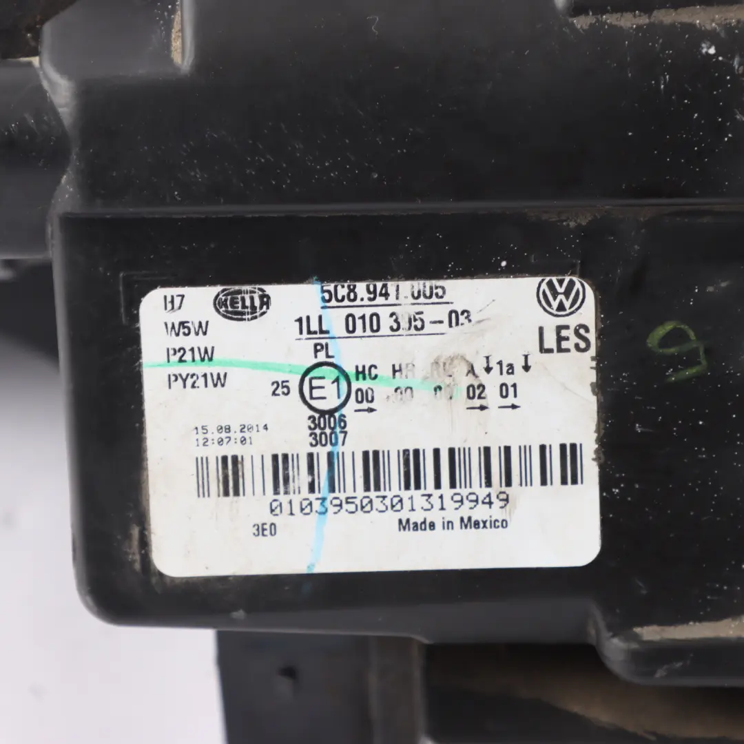 Volkswagen Jetta A6 Halogen Headlight Lamp Passenger Side N/S - SKU RHD-5C8941005 - Part number 5C8941005