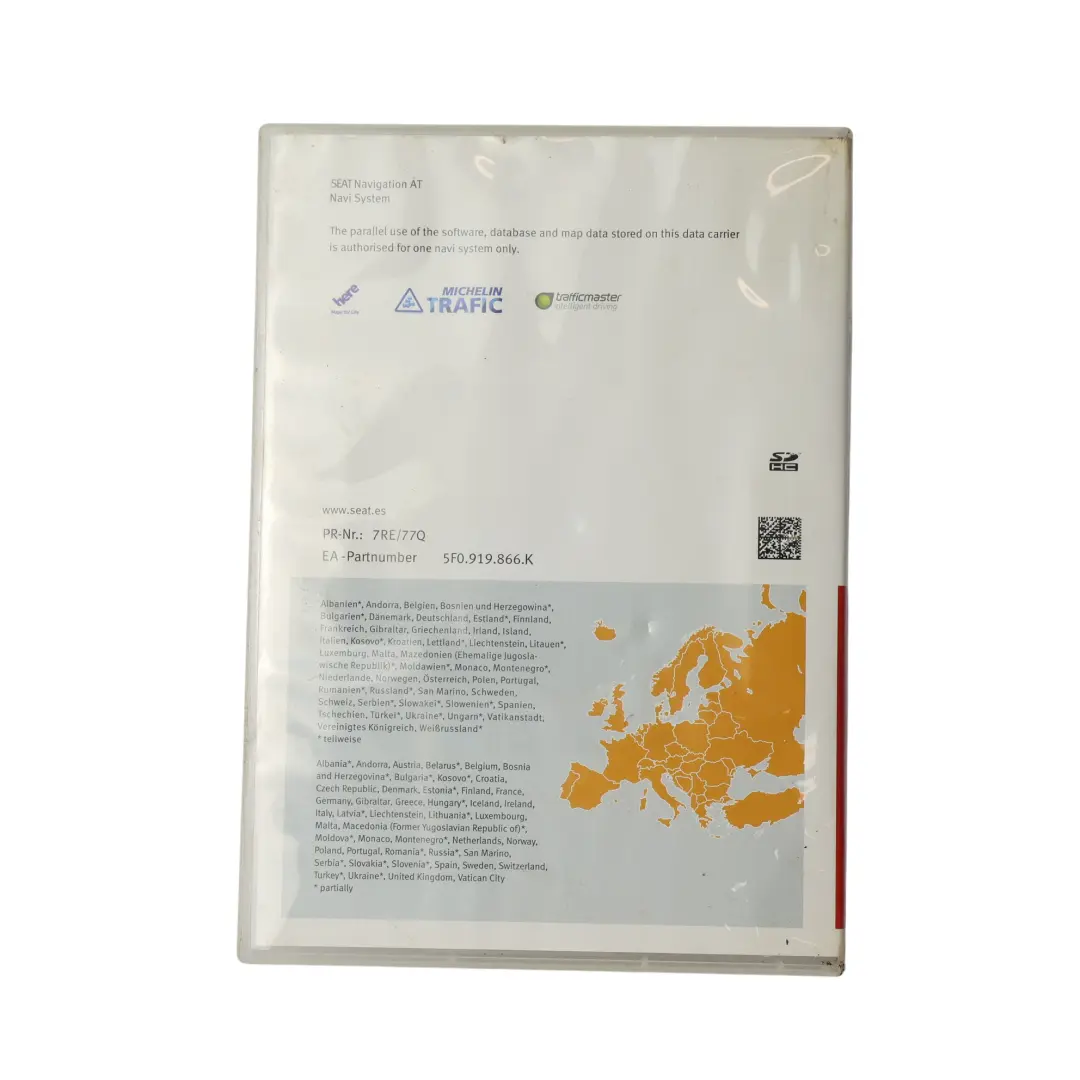 Seat Leon III Navigazione Scheda SD Satellitare Mappa Pilot Europa - SKU 5F0919866K - Numero di parte 5F0919866K