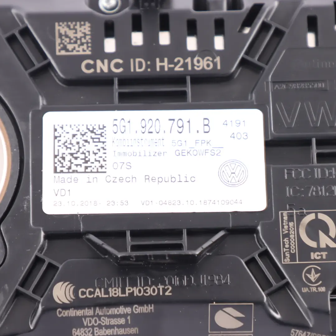 Volkswagen Golf R 5G Digital Cockpit Instrument Cluster Speedometer - SKU 5G1920791B - Part number 5G1920791B