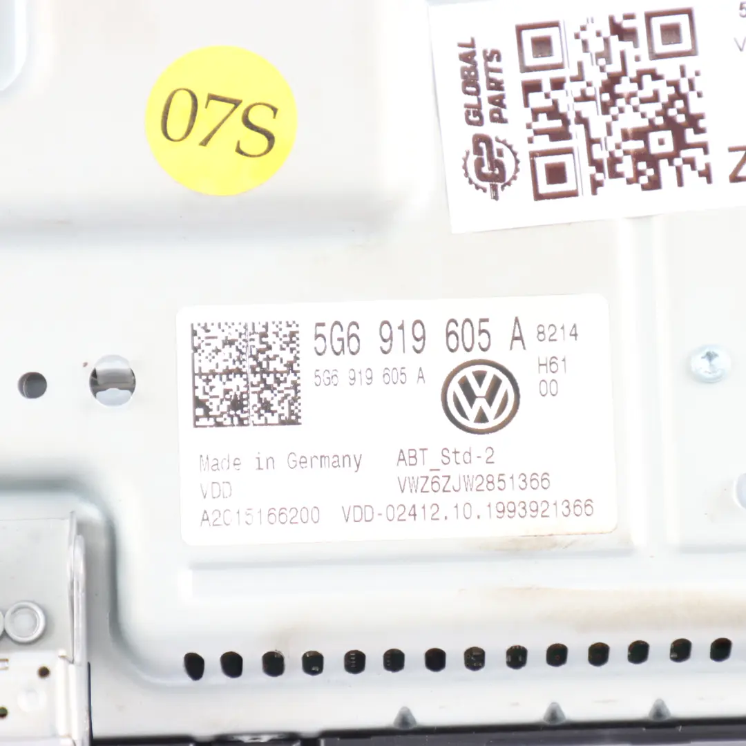 Multimedia Sat Nav Radio Display Screen to VW Volkswagen Golf Mk7 VII with Part number 5G6919605A VW Volkswagen Golf Mk7 VII Multimedia Sat Nav Radio Display Screen - SKU 5G6919605A - Part number 5G6919605A