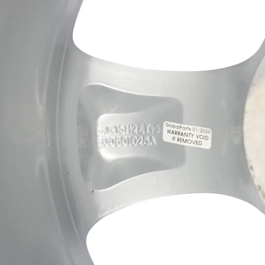 Skoda Fabia 5J Silver Wheel Rim Alloy 15" 6J ET:43 Star Spoke - SKU 5J0601025A-4 - Part number 5J0601025A