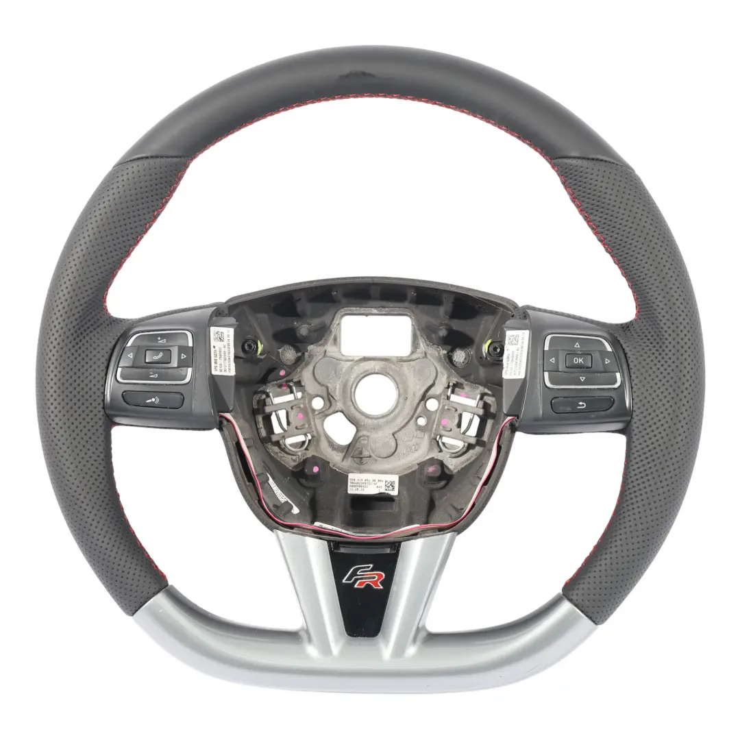 1P FR Volante NUEVO Cuero Negro Fondo Plano Hilos Rojos para Seat Leon II con número de pieza 5P0419091BB Seat Leon II 1P FR Volante NUEVO Cuero Negro Fondo Plano Hilos Rojos - SKU 5P0419091BB-1 - Número de pieza 5P0419091BB