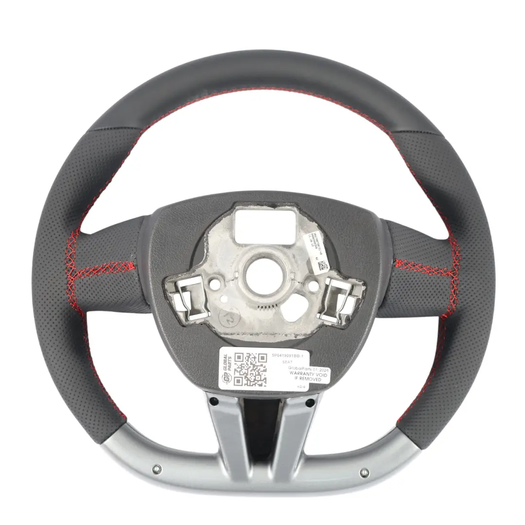 1P FR Kierownica NOWA Czarna Skóra Ścięta Czerwona Nić do Seat Leon II o numerze 5P0419091BB Seat Leon II 1P FR Kierownica NOWA Czarna Skóra Ścięta Czerwona Nić - SKU 5P0419091BB-1 - Numer Części 5P0419091BB