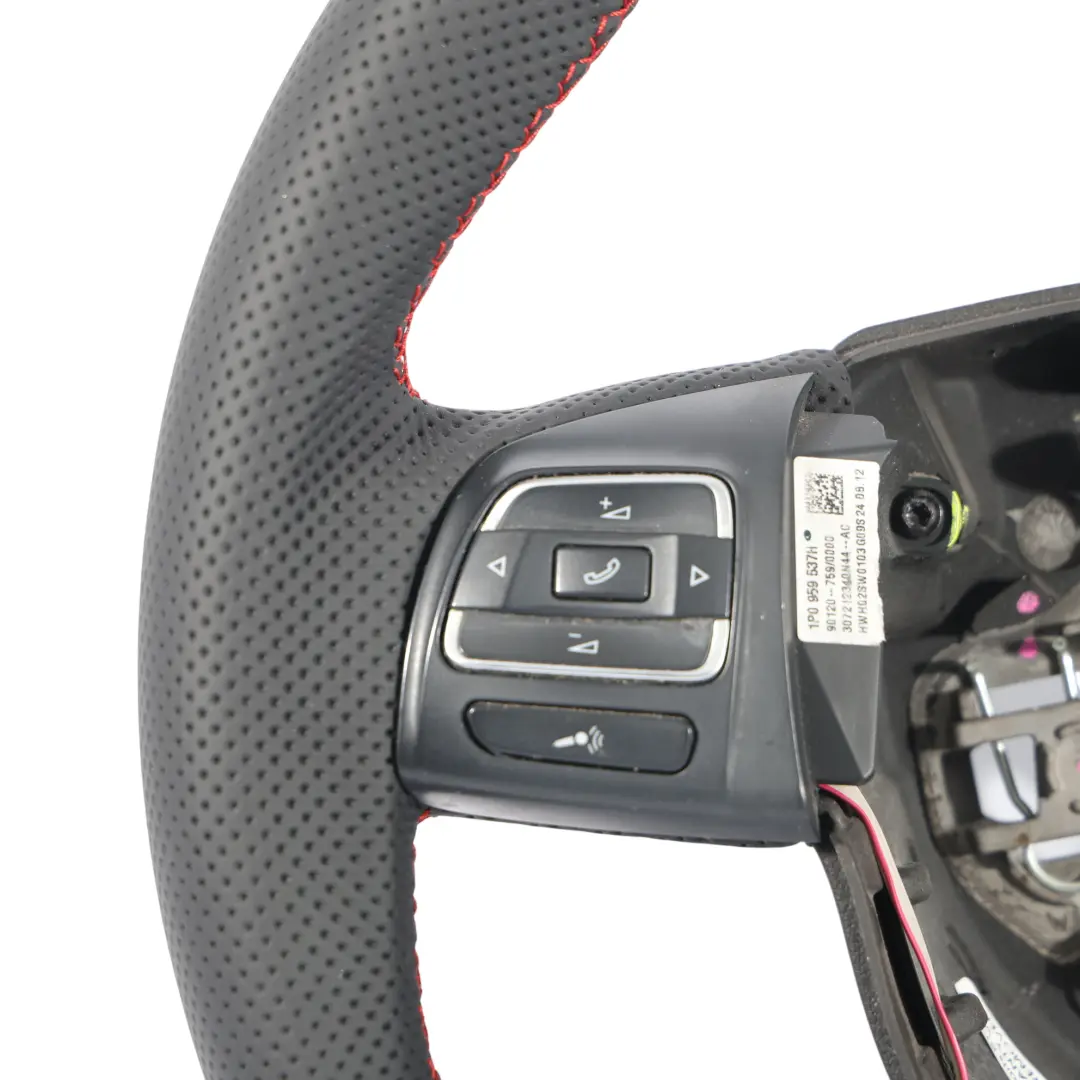 Seat Leon II 1P FR Lenkrad NEU Schwarzes Leder Flache Unterseite Rote Fäden - SKU 5P0419091BB-1 - Teilenummer 5P0419091BB