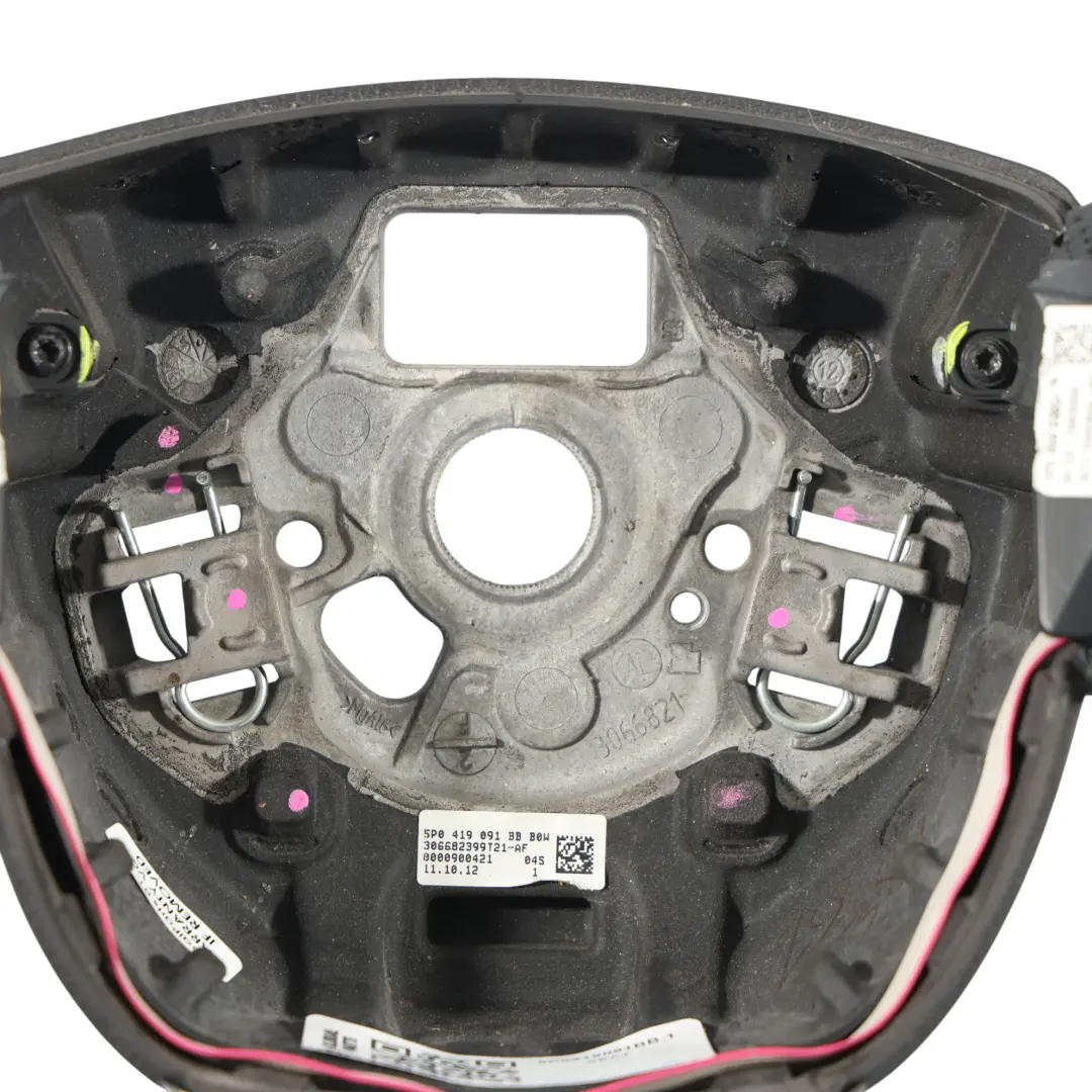 Seat Leon II 1P FR Steering Wheel NEW Black Leather Flat Bottom Red Threads - SKU 5P0419091BB-1 - Part number 5P0419091BB