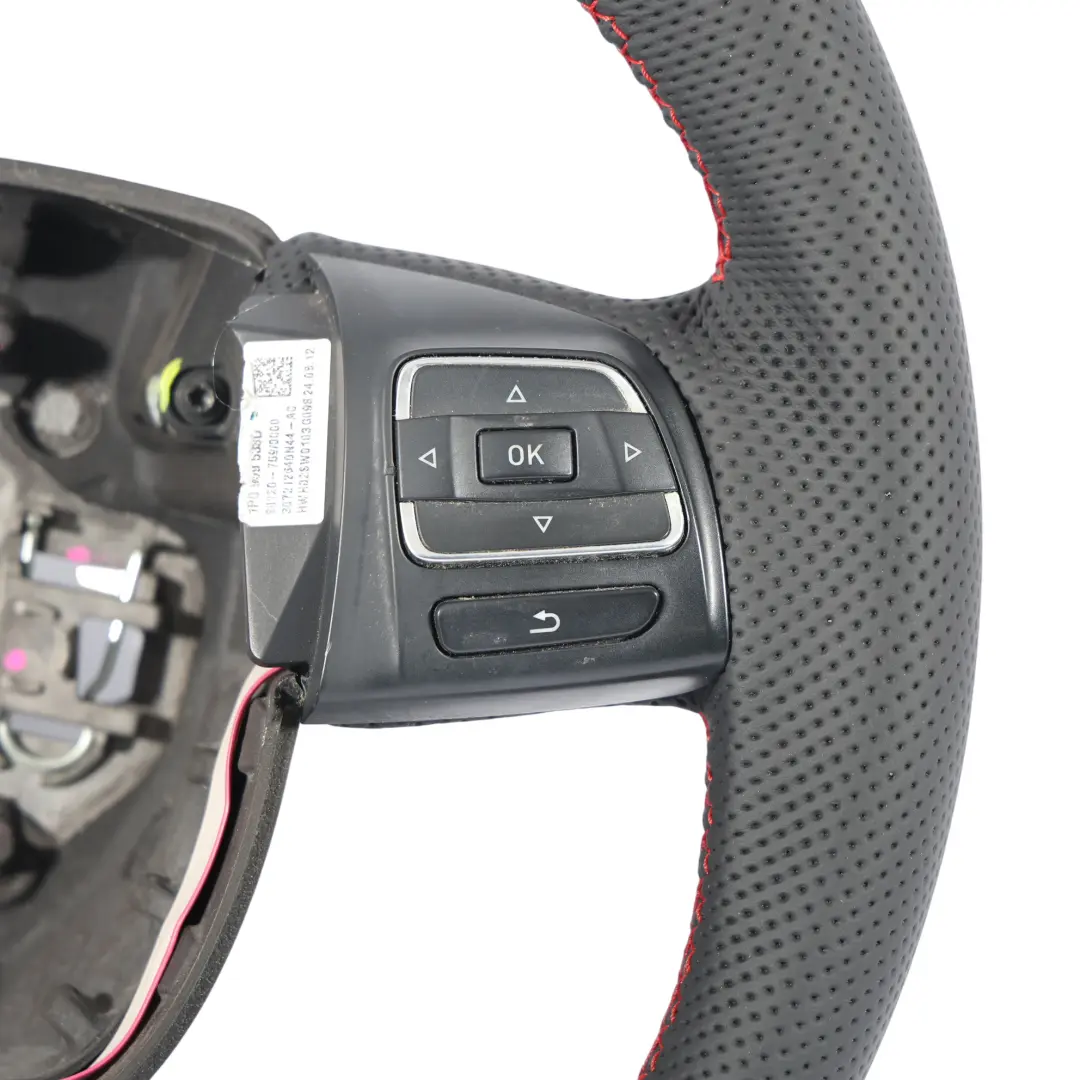 1P FR Steering Wheel NEW Black Leather Flat Bottom Red Threads to Seat Leon II with Part number 5P0419091BB Seat Leon II 1P FR Steering Wheel NEW Black Leather Flat Bottom Red Threads - SKU 5P0419091BB-1 - Part number 5P0419091BB