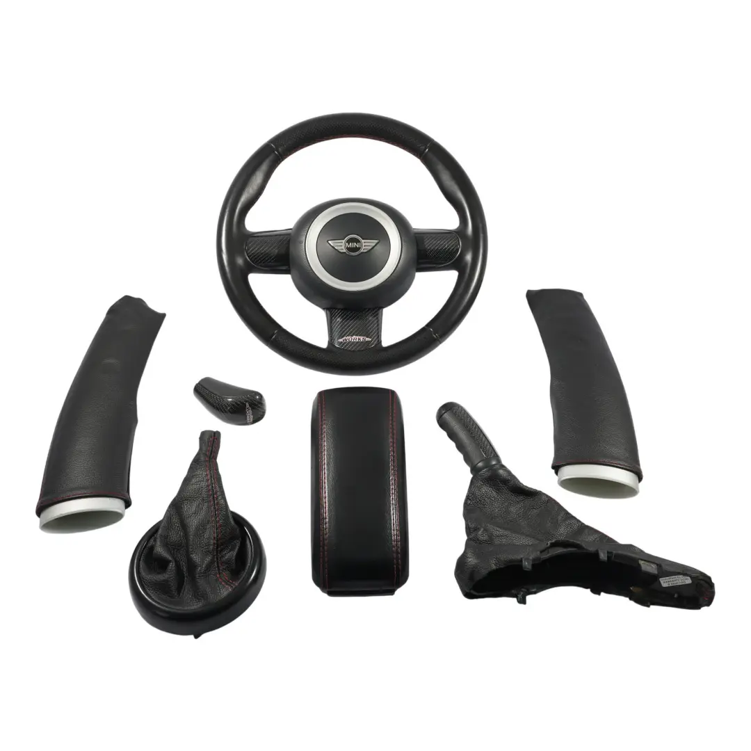 Pommeau Volant Panneau Coque Cuir Surpiqûres Rouges Fil Carbone pour Mini R50 R53 JCW à propos du numéro de pièce 6762457 Mini R50 R53 JCW Pommeau Volant Panneau Coque Cuir Surpiqûres Rouges Fil Carbone - SKU 6762457-SET - Numéro de pièce 6762457