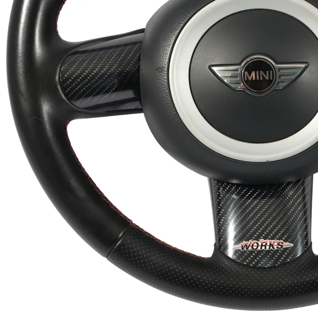 Mini R50 R52 R53 JCW Volante Panel Cuero Hilo Rojo Carbono Set - SKU 6762457-SET - Número de pieza 6762457