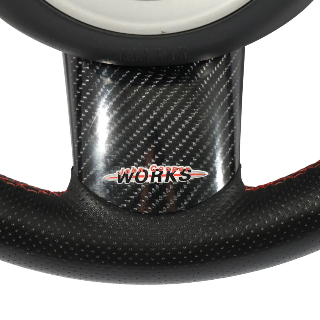 Mini R50 R53 JCW Pommeau Volant Panneau Coque Cuir Surpiqûres Rouges Fil Carbone - SKU 6762457-SET - Numéro de pièce 6762457