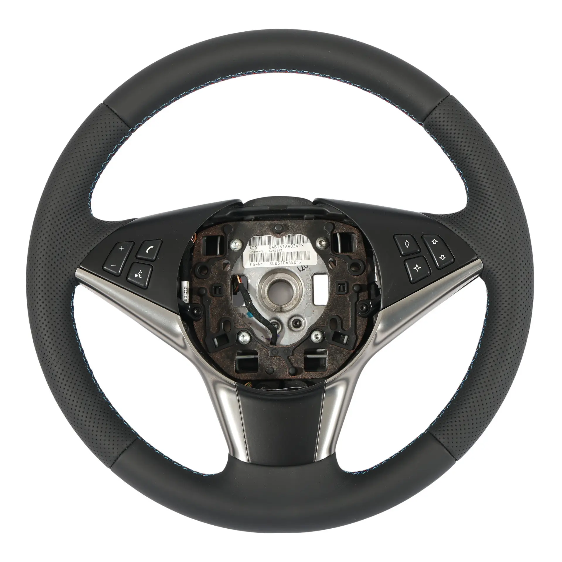 BMW 5 6 Series E60 E61 E63 NEW Leather Sport Steering Wheel Black M-tricolored