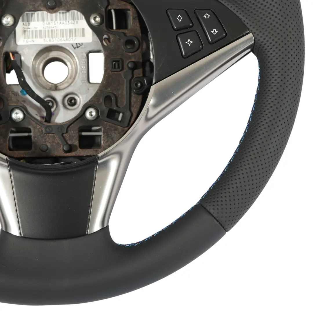 BMW 5 6 Series E60 E61 E63 NEW Leather Sport Steering Wheel Black M-tricolored - SKU 6763373-1 - Part number 6763373