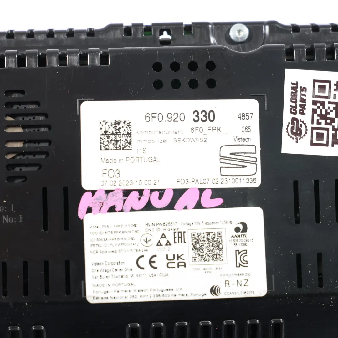 Seat Arona Mk1 KJ7 Digital Instrument Cluster Display Petrol Manual - SKU 6F0920330 - Part number 6F0920330