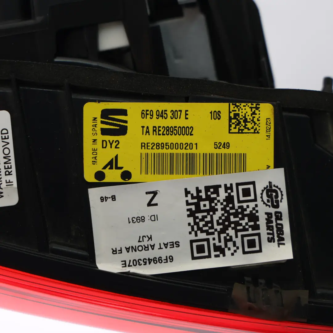 Seat Arona FR KJ7 Rear Inner Tail Light Lamp Left N/S Passenger Side - SKU RHD-6F9945307E - Part number 6F9945307E