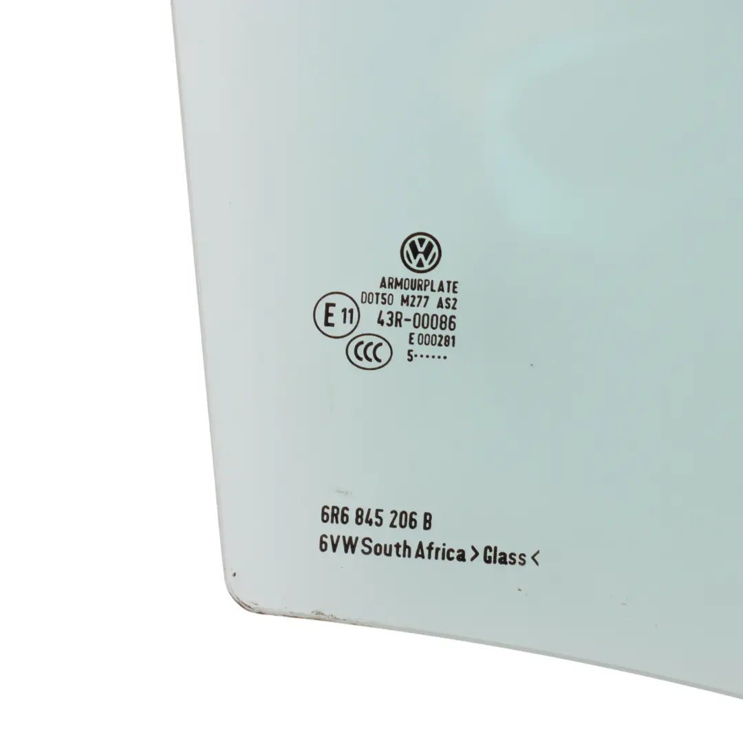 Volkswagen Polo 6R 5D Rear Door Window Glass Glazing AS2 Right O/S - SKU 6R6845206B - Part number 6R6845206B