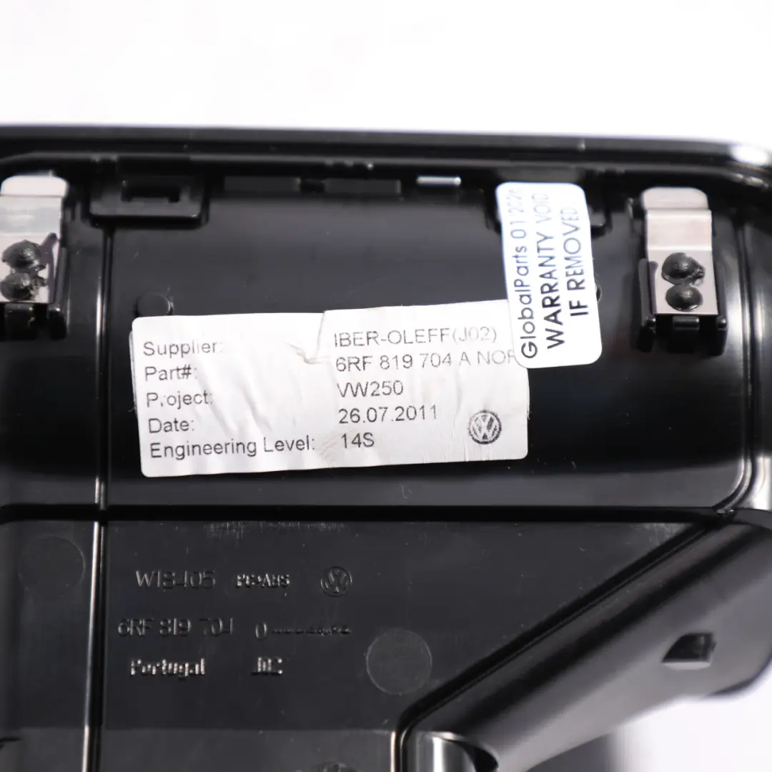 Dashboard Air Outlet Grille Interior Right O/S Vent to VW Polo 6R with Part number 6RF819704A VW Polo 6R Dashboard Air Outlet Grille Interior Right O/S Vent - SKU 6RF819704A - Part number 6RF819704A