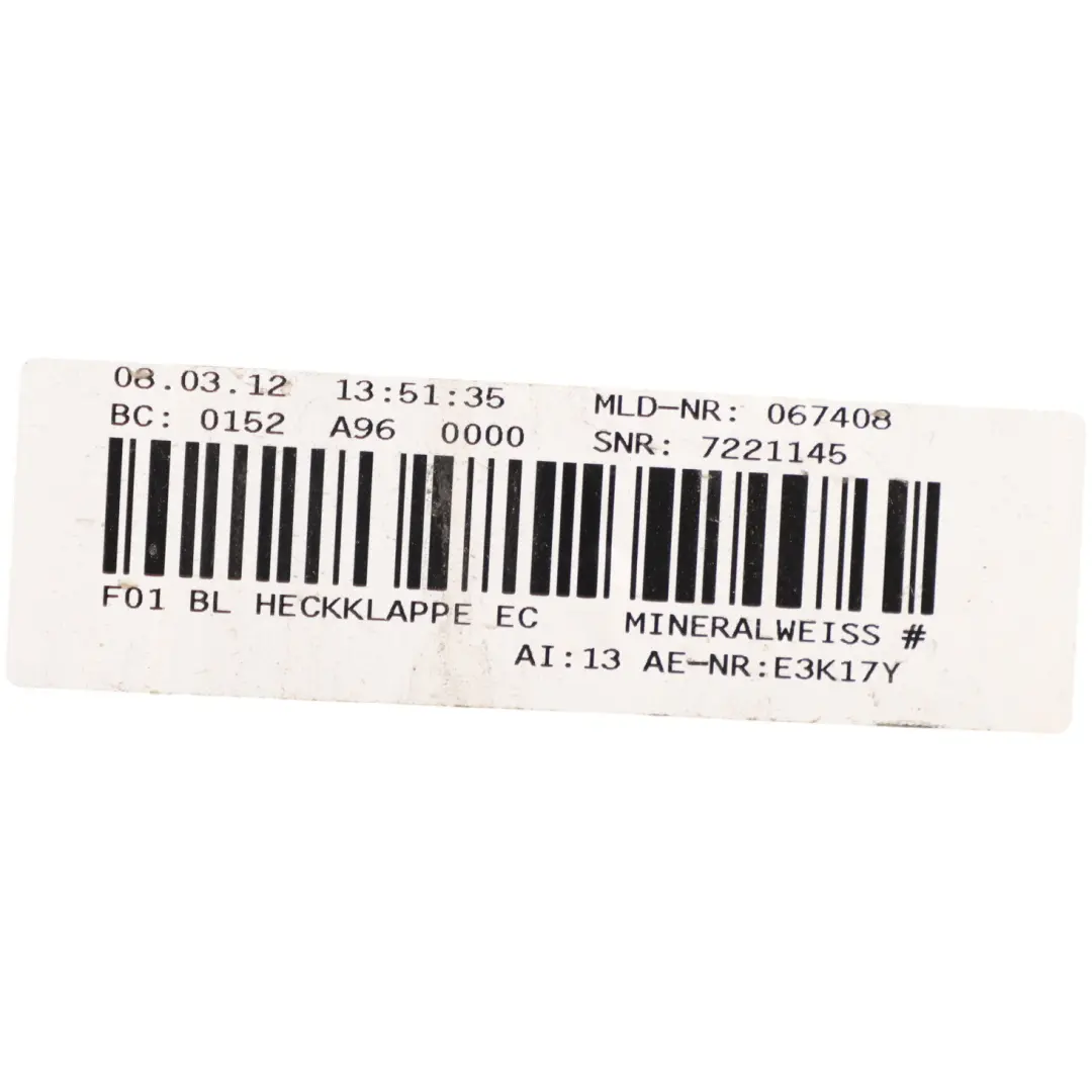 BMW 7 Series F01 F02Finiture Coperchio Bagagliaio Primer - SKU 7205731-MW - Numero di parte 7205731