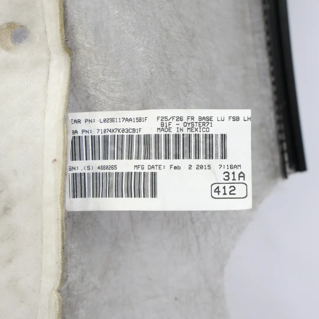 Schienale Sedile Anteriore Sinistro Riscaldato Pelle Oyster per BMW X3 F25 X6 F26 con numero di parte 7255663 BMW X3 F25 X6 F26 Schienale Sedile Anteriore Sinistro Riscaldato Pelle Oyster - SKU 7255663 - Numero di parte 7255663