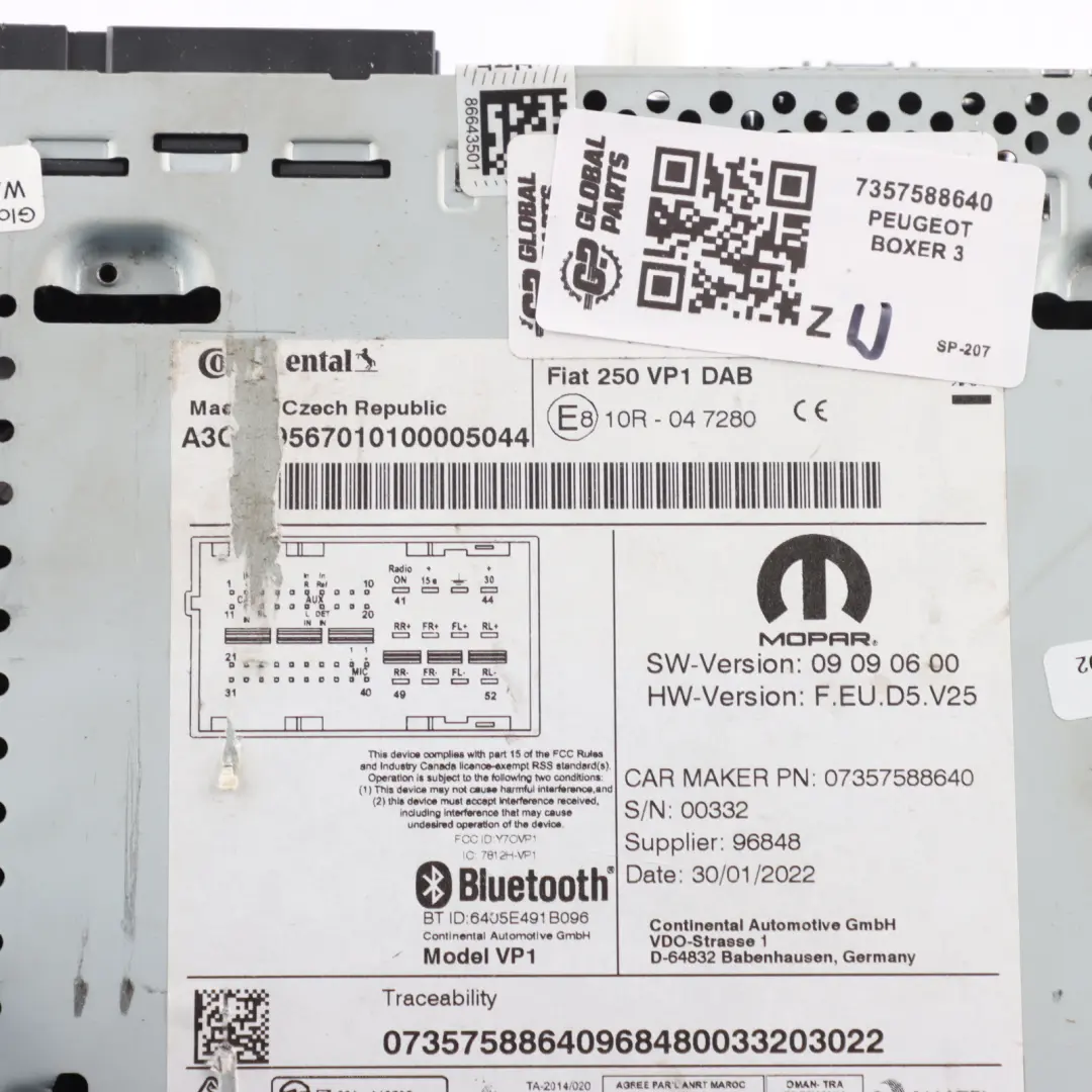  Citroen Relay Peugeot Boxer CD Radio Audio Player Head Unit Media 0 - SKU 7357588640 - Part number 07357588640