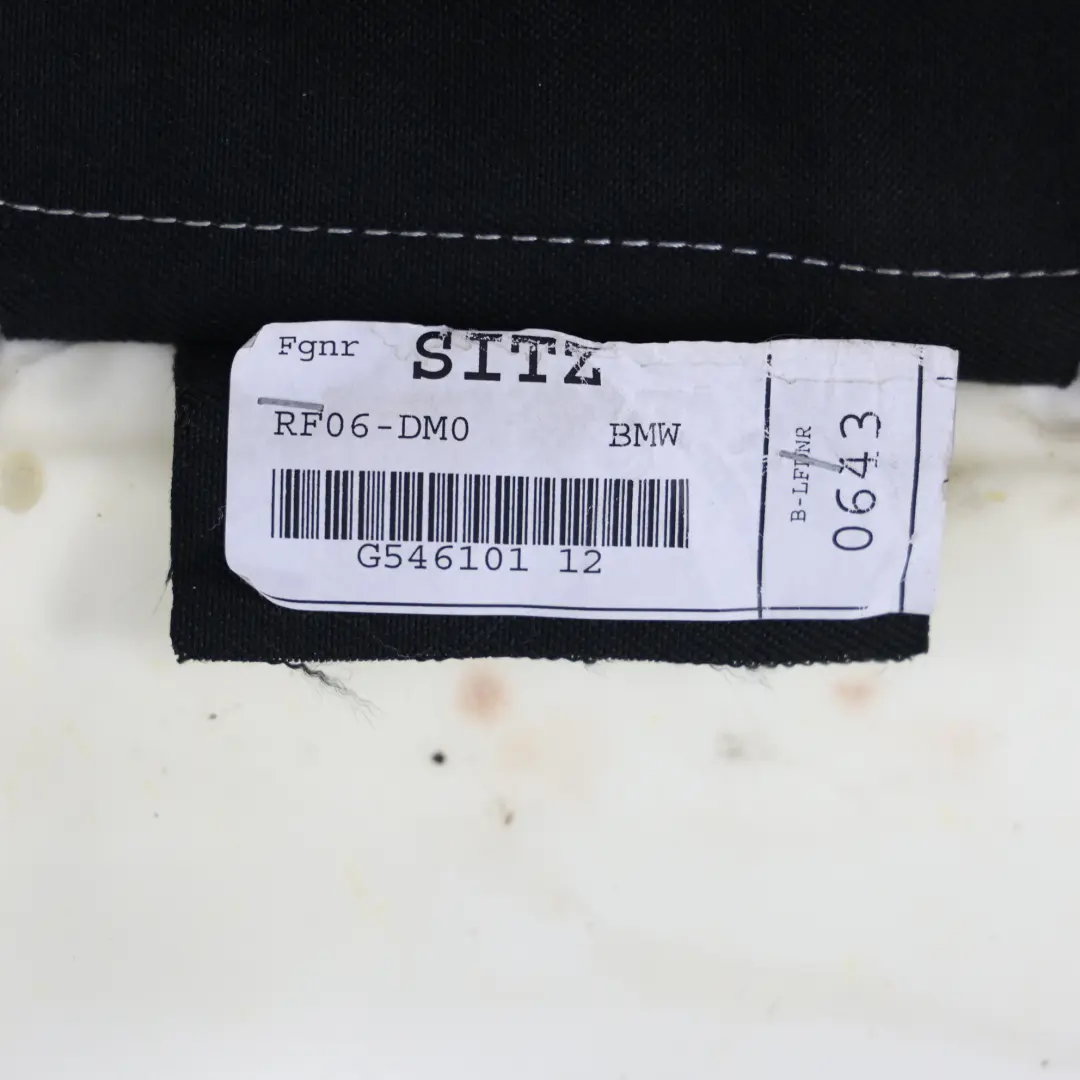 BMW F06 Gran Coupe Rear Seat Bench Interior Leather Nappa Ivory White Black - SKU 7388292 - Part number 7388292