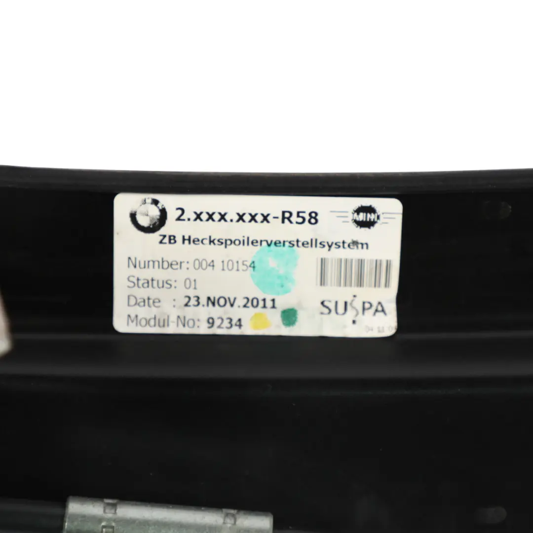 Spoiler British Racing Green II Metallic B22 to Mini Coupe R58 Rear Electric Active with Part number 7400288 Mini Coupe R58 Rear Electric Active Spoiler British Racing Green II Metallic B22 - SKU 7400288-BRGII - Part number 7400288
