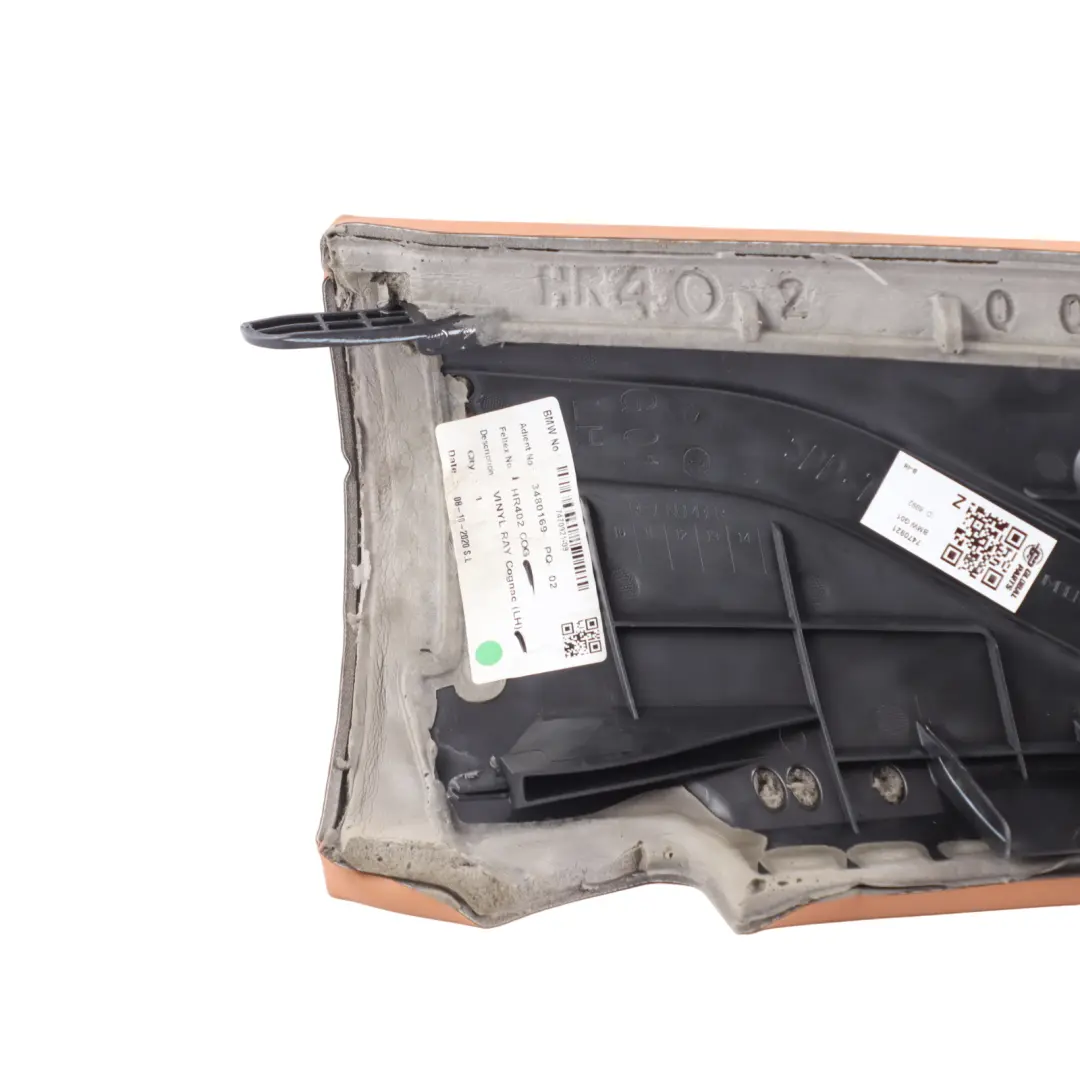 Backrest Left N/S Side Finisher Leather Vernasca Cognac to BMW X3 G01 Rear Seat with Part number 7470921 BMW X3 G01 Rear Seat Backrest Left N/S Side Finisher Leather Vernasca Cognac - SKU 7470921 - Part number 7470921