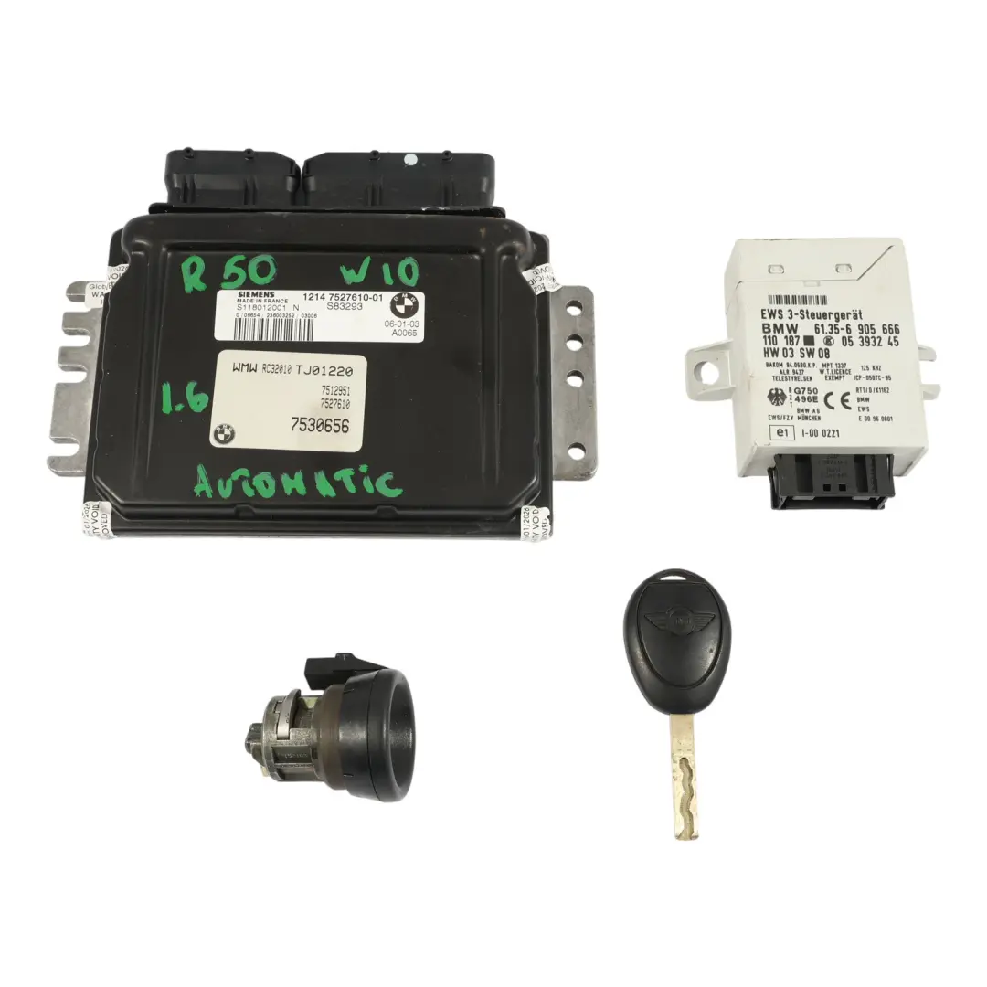 116HP Petrol Engine Control Unit ECU DME Automatic to Mini Cooper R50 W10 with Part number 7527610 Mini Cooper R50 W10 116HP Petrol Engine Control Unit ECU DME Automatic - SKU 7527610-18 - Part number 7527610