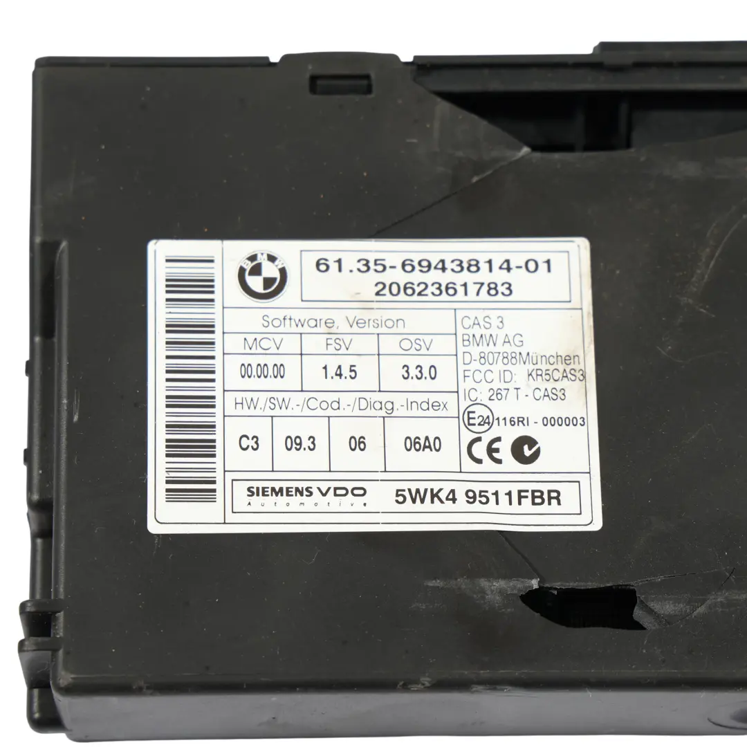 Benzina N54 Kit ECU Unità DME CAS3 Chiave Manuale per BMW E90 E91 E92 335I con numero di parte 7568842 BMW E90 E91 E92 335I Benzina N54 Kit ECU Unità DME CAS3 Chiave Manuale - SKU 7568842-4 - Numero di parte 7568842