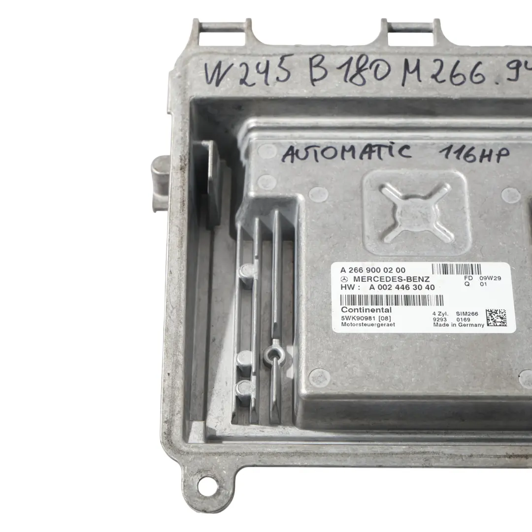 Mercedes W245 B180 266.940 Kit ECU De Control Del Motor Automático - SKU A2669000200 - Número de pieza A2669000200