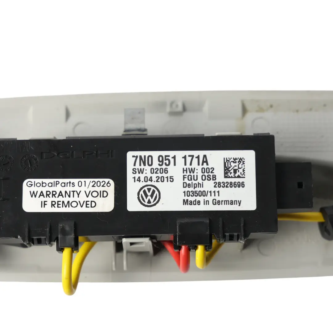 Volkswagen Caddy 2K Capteur D'Alarme Toit Intérieur Antivol - SKU 7N0951171A - Numéro de pièce 7N0951171A