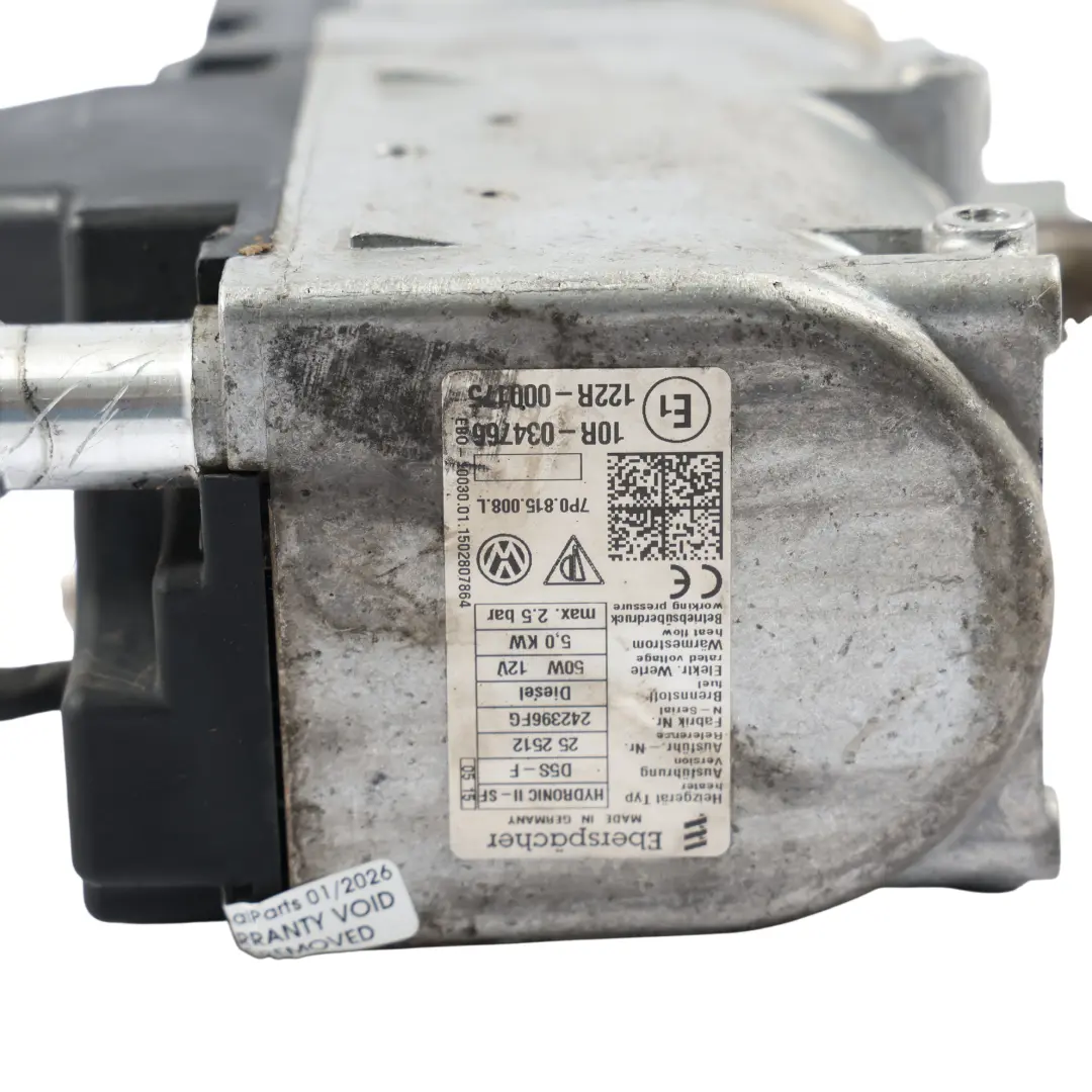 7P Webasto Calefactor Auxiliar 3.0 TDI para Porsche Cayenne 92A VW Touareg con número de pieza 7P0815008L Porsche Cayenne 92A VW Touareg 7P Webasto Calefactor Auxiliar 3.0 TDI - SKU 7P0815008L - Número de pieza 7P0815008L