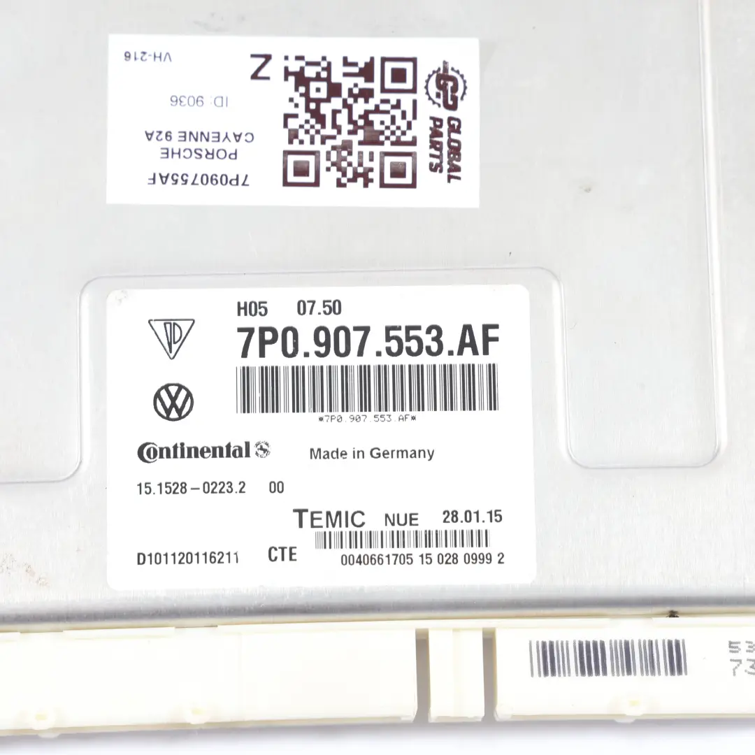 Porsche Cayenne 92A VW Touareg 7P Módulo Suspensión Aire Control 7P0907553AF - SKU 7P090755AF - Número de pieza 7P090755AF