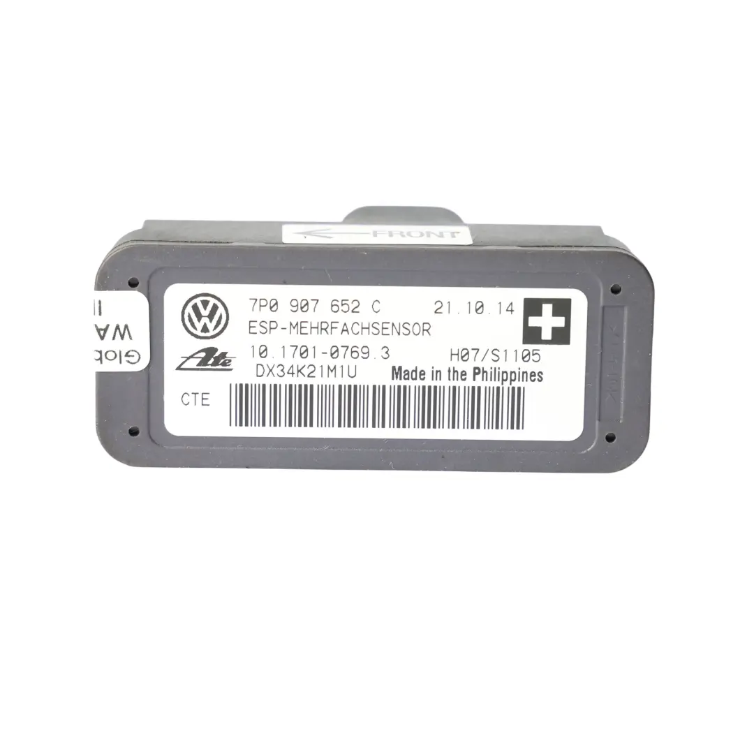 Volkswagen Touareg 7P ESP Yaw Rate Sensor Módulo Unidad Control ECU - SKU 7P0907652C - Número de pieza 7P0907652C