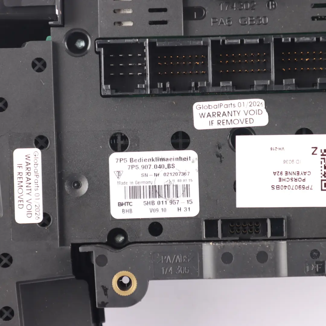 Porsche Cayenne 92A A/C Climate Digital Heater Control Panel Unit - SKU 7P5907040BS - Part number 7P5907040BS