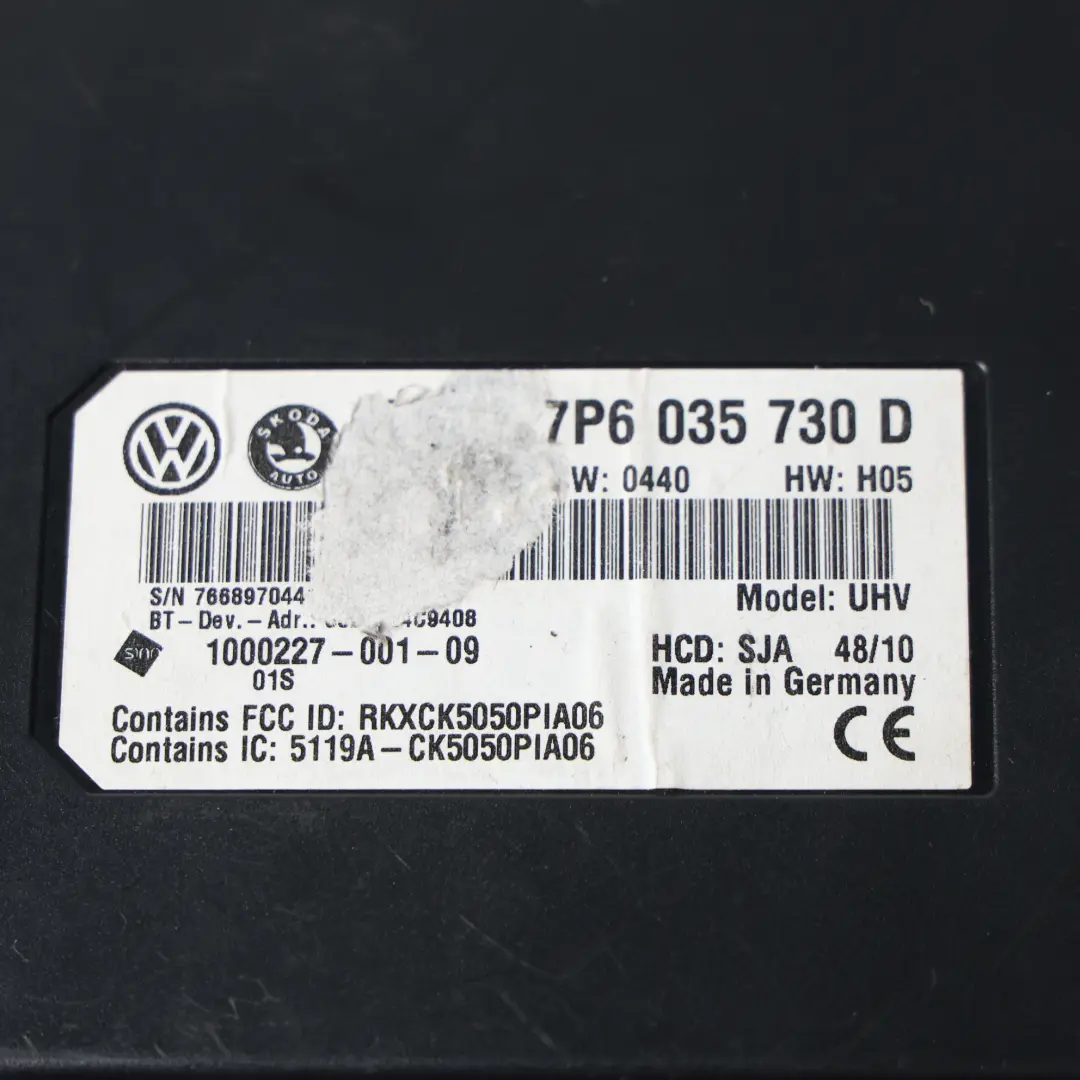 Volkswagen Golf Mk6 Passat B7 Módulo Control Interfaz Bluetooth ECU - SKU 7P6035730D - Número de pieza 7P6035730D