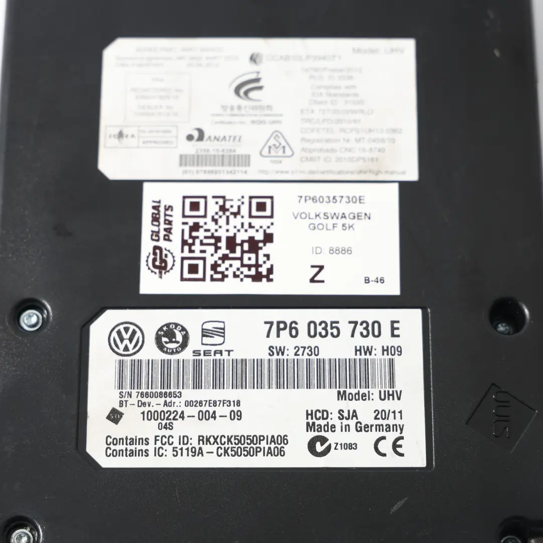Volkswagen VW Golf Mk6 5K Bluetooth Interface Control Module ECU - SKU 7P6035730E - Part number 7P6035730E