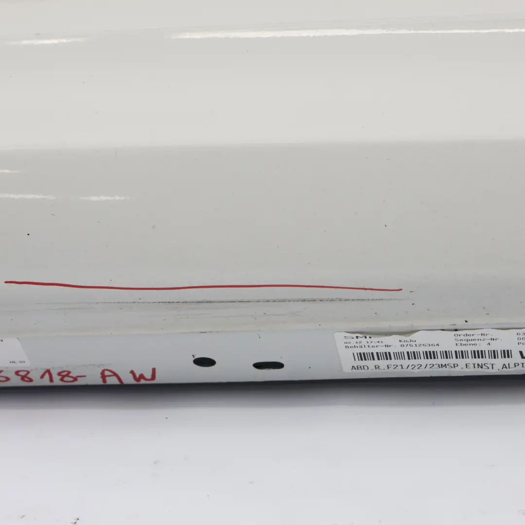 BMW F21 F22 M Sport Striscia Davanzale Gonna Laterale Destra Alpinweiss - 300 - SKU 8056818-AW - Numero di parte 8056818