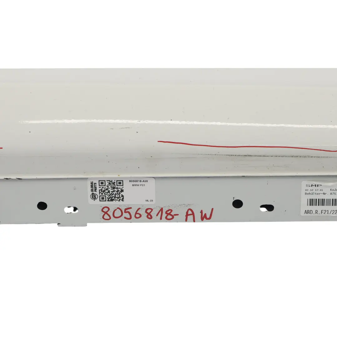 BMW F21 F22 M Sport Bande de Seuil Latérale Droite Alpinweiss Alpine White 300 - SKU 8056818-AW - Numéro de pièce 8056818