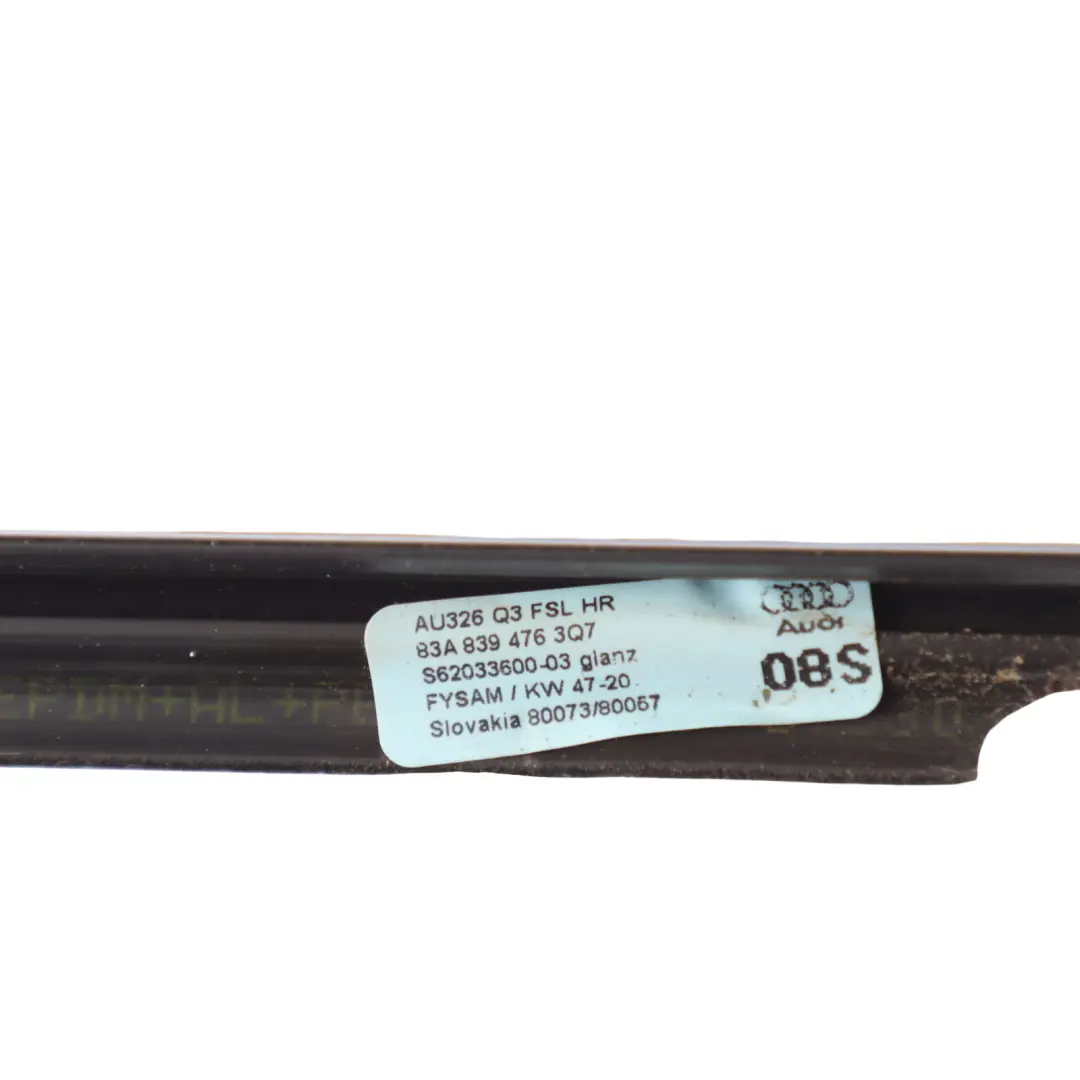 Joint Étanchéité Vitre Porte Arrière Droite Aluminium pour Audi Q3 F3 à propos du numéro de pièce 83A839476 Audi Q3 F3 Joint Étanchéité Vitre Porte Arrière Droite Aluminium - SKU 83A839476 - Numéro de pièce 83A839476