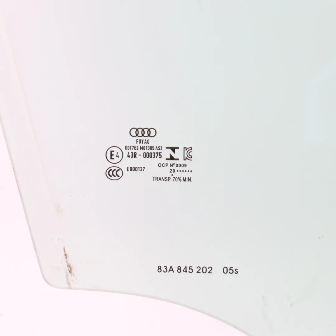 Front Door Side Window Glass Glazing AS2 Right O/S to Audi Q3 F3 with Part number 83A845202 Audi Q3 F3 Front Door Side Window Glass Glazing AS2 Right O/S - SKU 83A845202 - Part number 83A845202