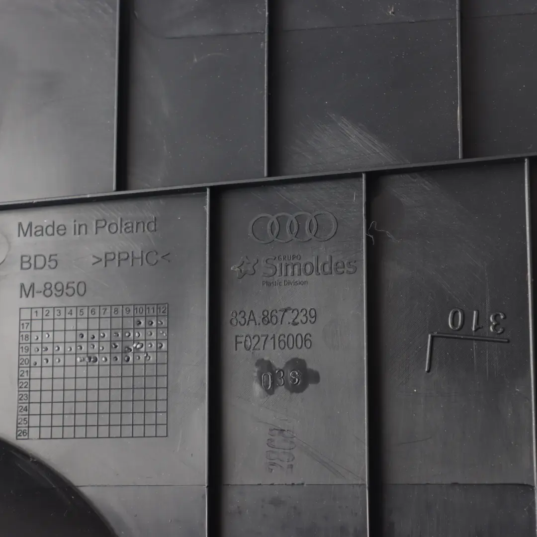 Audi Q3 8U Front B Pillar Interior Cover Trim Bottom Panel Left N/S - SKU 83A867239 - Part number 83A867239