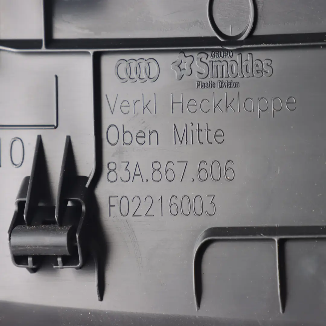 Tapicerka Klapy Bagażnika Górna Wewnętrzna Czarna do Audi Q3 F3 o numerze 83A867606 Audi Q3 F3 Tapicerka Klapy Bagażnika Górna Wewnętrzna Czarna - SKU 83A867606 - Numer Części 83A867606