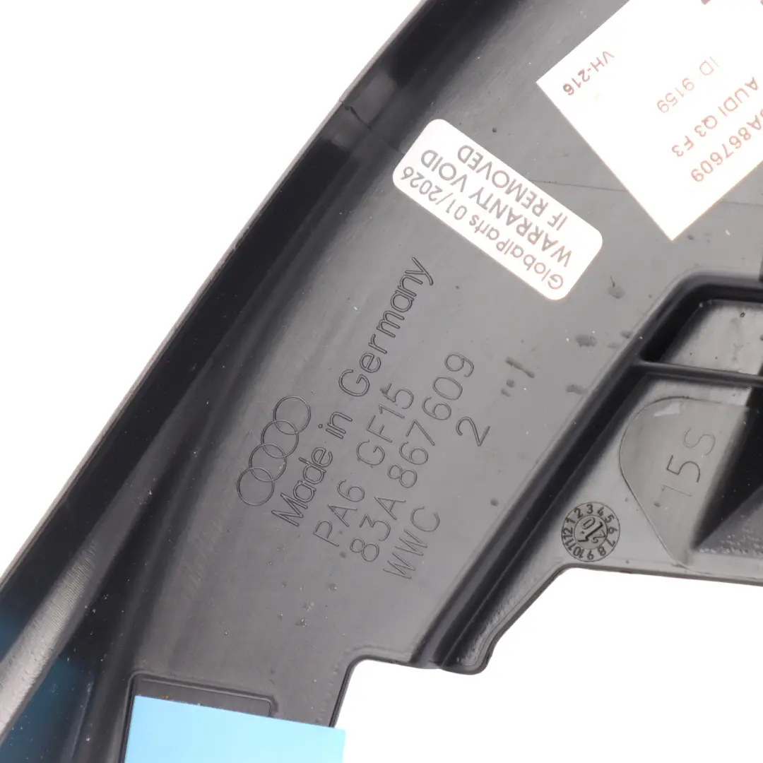 Door Window Frame Trim Strip Cover Front Left N/S to Audi Q3 F3 with Part number 83A867609 Audi Q3 F3 Door Window Frame Trim Strip Cover Front Left N/S - SKU 83A867609 - Part number 83A867609